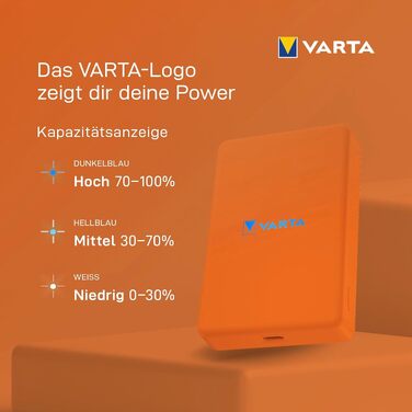 Повербанк VARTA Power Bank Energy 10000 mAh, 20W, USB-C та USB-A, Li-Polymer, з функцією Pass-Through, зарядка до 3 пристроїв одночасно, LED-індикація, помаранчевий