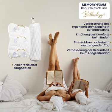 Bathtub Pillow, Ergonomic Bath Pillow for Bathtub with [Visco-Memory-Foam] Filling, Pillow for Relaxation Supporting the Spine, Support Function for Head, Back, Shoulder, Neck - SPA