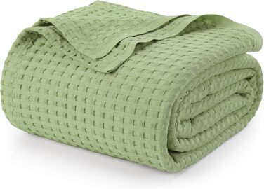 Ковдра Baumwoll Waffeldecke Utopia Bedding з бавовни, 300 GSM, 152x127 см, м'яка, легка, дихаюча, для всіх сезонів, салатовий колір