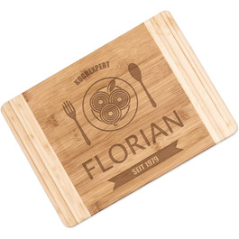 Maverton Bamboo Cutting Board with Engraving - Serving Board - Bread Board Solid - Size: 35x25 cm - Cutting Board for Men - Christmas Gifts - for Birthdays - for Christmas - Cooking Expert