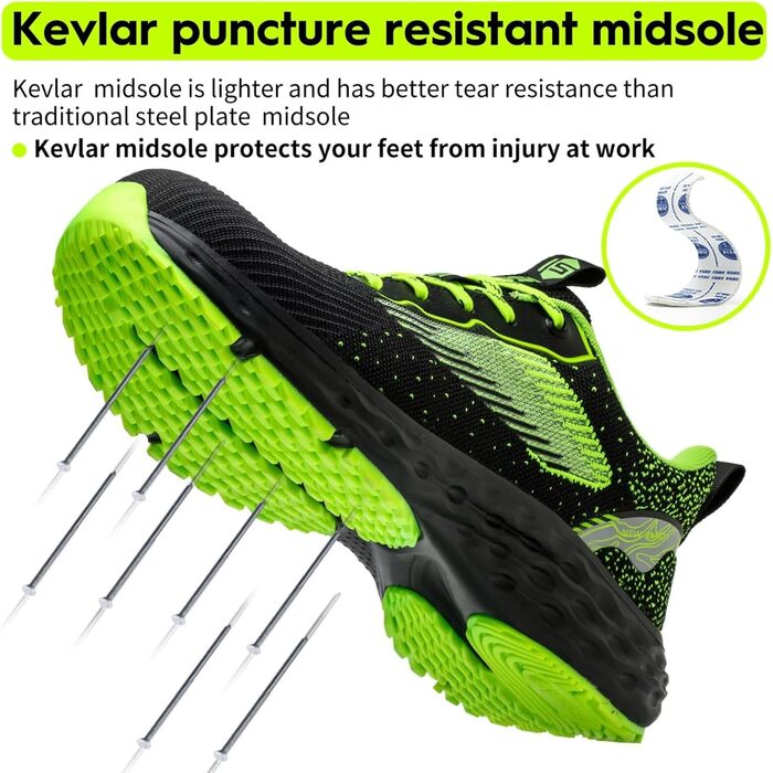 Зручні захисні черевики ISOOUS для чоловіків та жінок. Легкі, дихаючі, з металевим капаком, неслизькі. Розмір 45 EU.