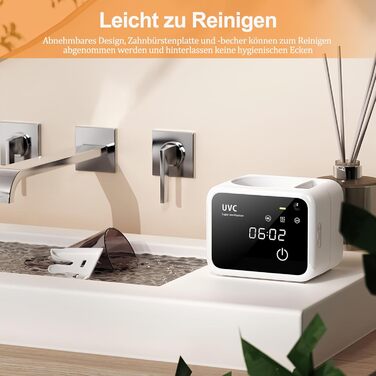 Утримувач для зубних щіток Maxspace з UV-стерилізатором, сушкою та таймером (білий)