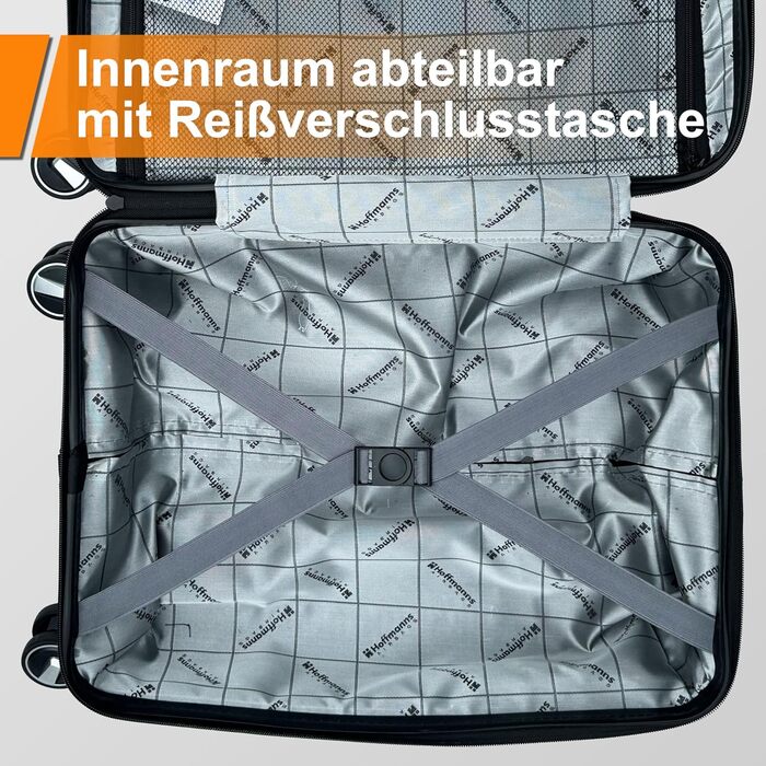 Чемодан Ribelli Handgepäck, 70L, з жорстким корпусом, на 4 колесах, з TSA-замком, телескопічний ручка, L-XL-XXL комплект (03201-чорний, L (50л))