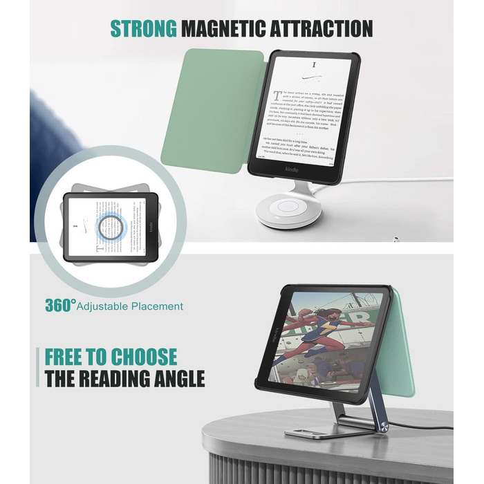 Чохол MoKo для Kindle Paperwhite 2024 (12-го покоління) та Kindle Colorsoft Signature Edition 2024, з авто-ввімкненням/вимиканням, джинсовий, зелений (w-Agave Grün)