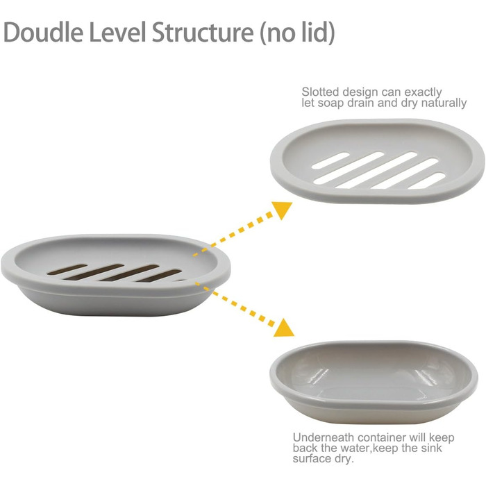 Набір мильниць Topsky 2 шт: сірі, для ванної та кухні, легко миються, підтримують суху мильну брусок