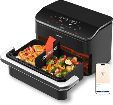 Фритюрниця без олії COSORI TwinFry 10L з 2 камерами, 4 нагрівальними елементами, чорна