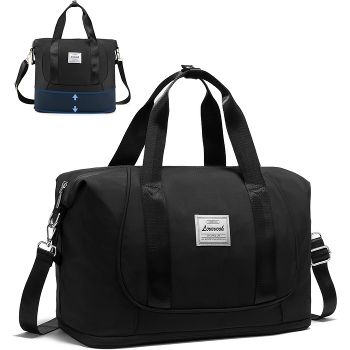 LOVEVOOK Сумка ручної поклажі Ryanair, 40x30x20 см, розширювана, для подорожей, зелена (чорна)