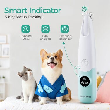 Професійний тример для собак, котів та інших тварин BarberBoss QR-9001 з LED-дисплеєм, безшумний, USB-зарядка, для грумінгу обличчя