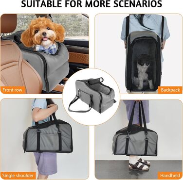 Автокрісло для собак та котів, автосидіння для маленьких собак, з захисними гаками та регульованими ременями