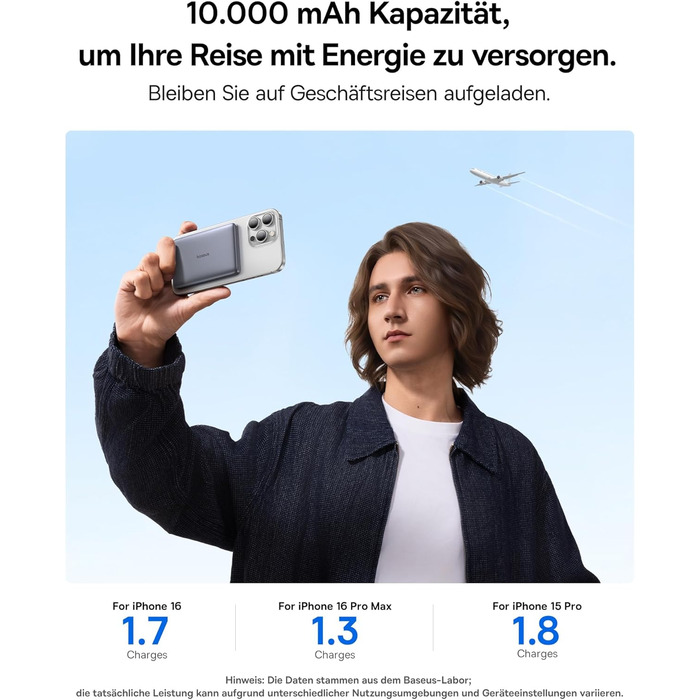 Power Bank Baseus Picogo AM41: 10000mAh, Qi2 Magsafe, 27W PD, бездротова зарядка 15W, USB-C, для iPhone 17/16/15/14/13/12, Space Gray