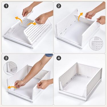 4 Pack Closet Organizer Stackable Plastic Closet Organizer Storage Box, Lightweight, Easy-Pull Drawer Dividers for Clothes, Closet, Pantry, Laundry Room