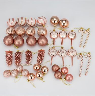 Набір прикрас для ялинки 40 шт. Рожево-золоті кульки для ялинки з пластику, міцні, святкові прикраси