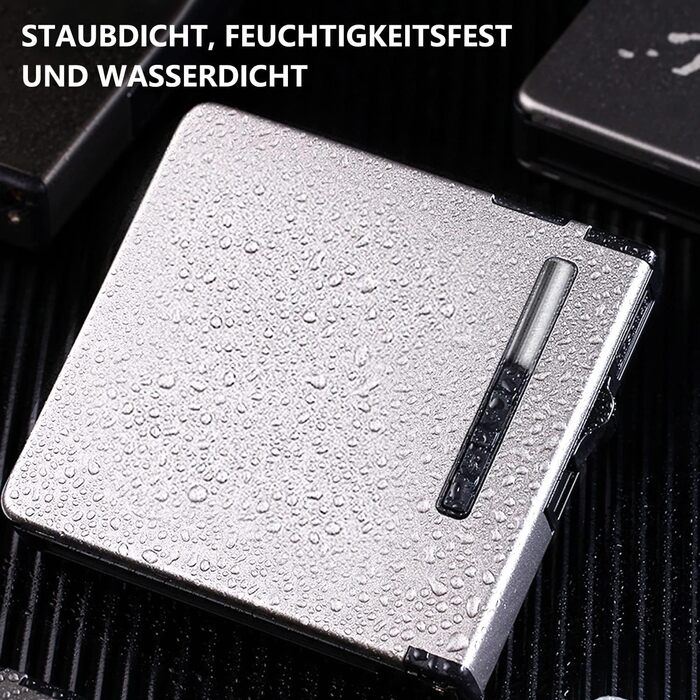 Вишукане екіп для курців: Zigarettenetui CAM2 з феєрверком, автоматичним виштовхуванням та електронним перезаряджуваним запальничкою (20 цигарок, сріблясте скло)