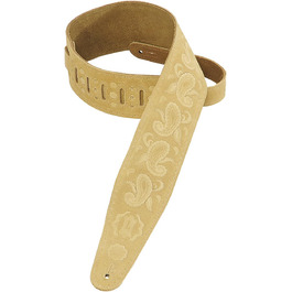 Гітарний ремінь Levy's Leathers з замшевої шкіри, Embossed Suede Series, ширина 7,6 см, візерунок Paisley, колір Hellbraun (PMS44T03-BLK)