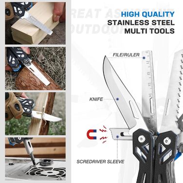 Mossy Oak 21-in-1 Multi-Tool - Folding Knife & Pliers - Camping, Hiking, Repair - with G10 Handle & Carrying Pouch