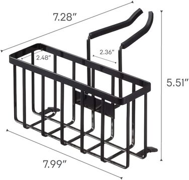 YAMAZAKI 5639 Tower Hanging Sink Organizer, Steel/Silicone, Minimalist Design, 20.3 x 18.5 x 14 cm (L x W x H) (Black)