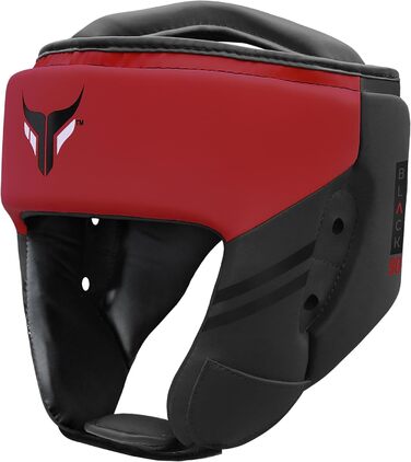 Mytra Fusion Headgear Boxing Headguard with Adjustable Strap - MMA, Muay Thai, Sparring, Karate - Black/Red