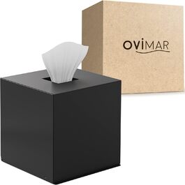 Диспенсер для косметичних серветок Ovimar Teksmona, квадратний, нержавіюча сталь, чорний матовий, коробка для серветок у формі куба для ванної, кухні чи столу