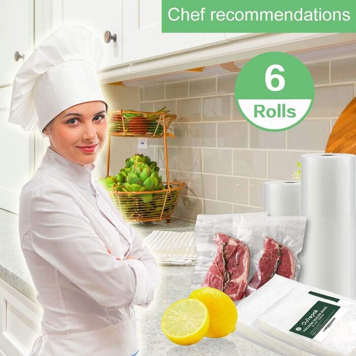 O2frepak 6 Roll of Foil (3) 20x600cm and (3) 28x600cm Vacuum Sealer Rolls for Food, BPA-Free Vacuum Bags Sous Vide Bags Foil for Vacuum Sealers and Heat Sealers Suitable (total: 3600cm)