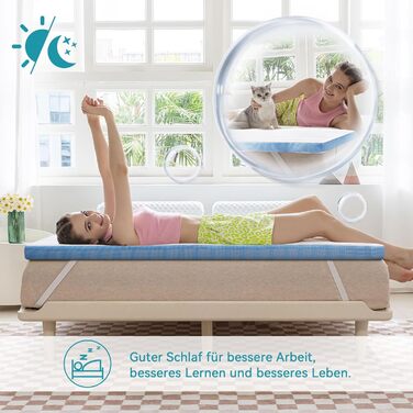 Amazon Basics Memory Foam Mattress Topper with Straps, 140 x 200 cm, 5 cm Height, White