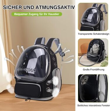 Рюкзак-переноска для котів та собак ALLSOPETS Bubble Carrier – чорний (до 7.5 кг)