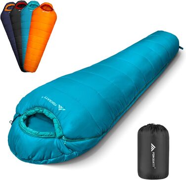 Сплячий мішок Forceatt -10°C~15°C, 4 сезони, для дорослих, водонепроникний, ультралегкий, для кемпінгу, подорожей, туризму та відпочинку. -10°C, синій