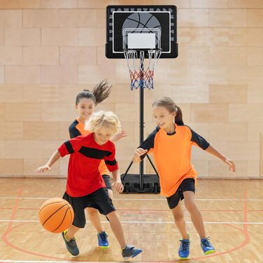 Yaheetech Adjustable Height Basketball Stand with Wheels - Portable Basketball System with Fillable Base - Indoor/Outdoor Basketball Hoop, 264cm