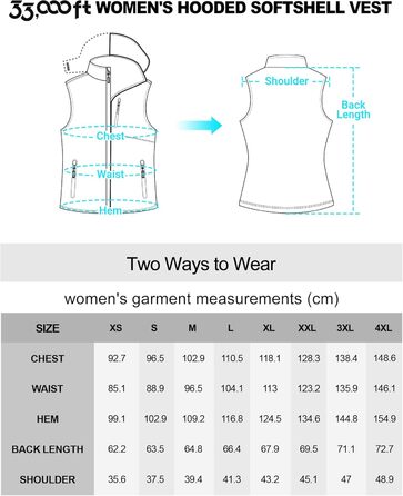 Жіночий софтшеллова жилетка 33000ft з капюшоном, флісовою підкладкою, водонепроникна та вітрозахисна спортивна жилетка з 5 кишенями для їзди на конях, бігу, походів, XXL, чорний
