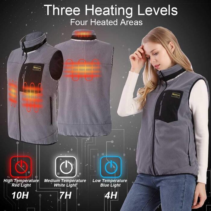 PROSmart Грівальна жилетка Легкий фліс Грівальна жилетка з USB акумулятором, Унісекс L Сірий