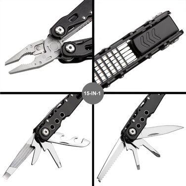 Мультитул з нержавіючої сталі 24-в-1, багатофункціональний інструмент для кемпінгу та ремонту, чорний