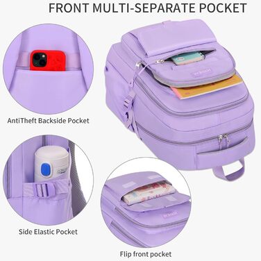 Рюкзак для дівчаток та жінок: стильний, ніжний, для навчання та повсякденного використання (фіолетовий)