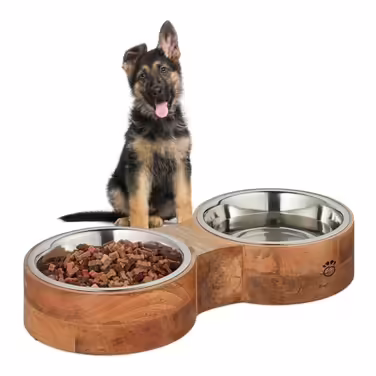 Relaxdays Dog Bowl with 2 Bowl Bowls