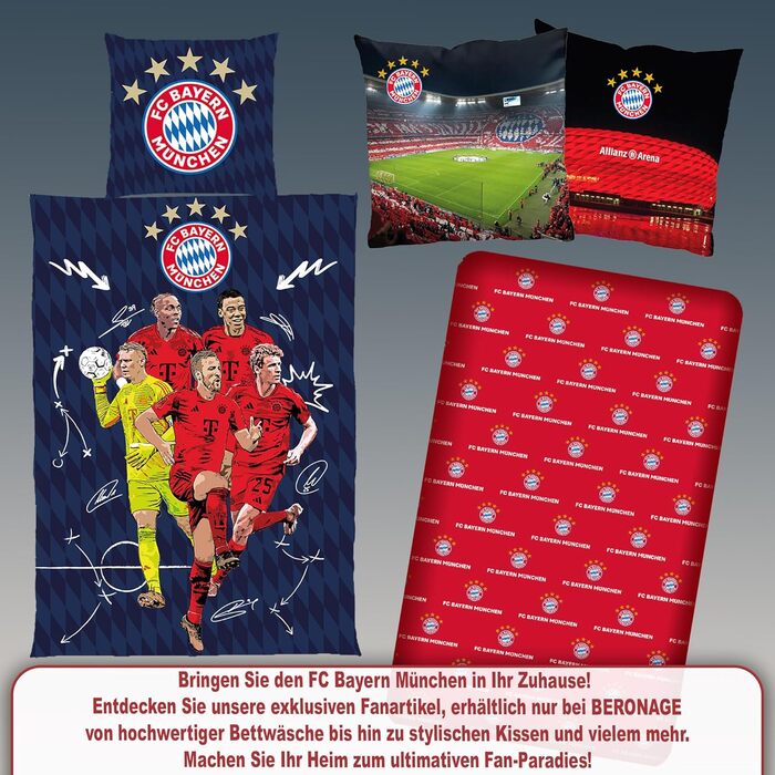 Двостороння подушка FC Bayern München Allianz Arena 40x40 см – футбольний декор для дивана та ліжка, фанатський аксесуар, ідеально до постільної білизни ФКБ