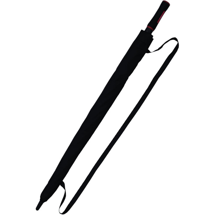 COLLAR AND CUFFS XL Golf Umbrella - Windproof, Fiberglass Ribs - Red & Black - Automatic Open/Close - 154cm