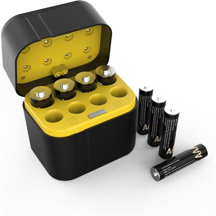 SURFOU Акумулятори літієві перезаряджувані 4 AA + 4 AAA з зарядним пристроєм, 1300 мАг, висока ємність 1.5V, з інтегрованою коробкою для зберігання та зарядки, 1600+ циклів, 8-канальний зарядний пристрій з 4 AA 3700 мАг та 4 AAA 1300 мАг
