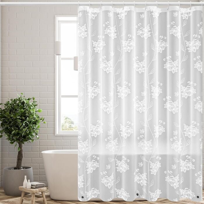 Штора для душу миюча Peva 300x200 см, біла в крапку, антигрибкова, прозора для ванної кімнати та душу