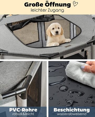 Вольєр для цуценят Lionto з оксфордської тканини, сірий, 112x112x62 см