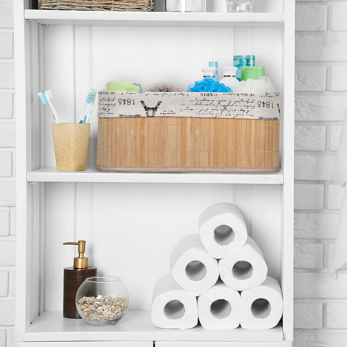 Relaxdays Bamboo Storage Basket with Print