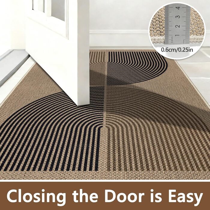 Килимок для дому та вулиці 50x80 см, джутовий, з антиковзаючим покриттям, для входу, балкону (Чорно-коричневий)