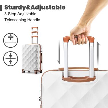 Чемодан British Traveller Hartschalenkoffer Groß, 74.5 x 49 x 30.5 см, з ABS + PC, TSA-замок, 4 колеса, для подорожей та бізнесу (Крем, M)