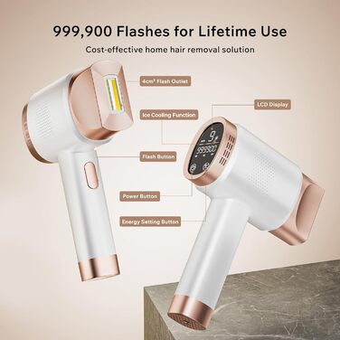 Пристрій для епіляції IPL Blissky з охолодженням, лазерний епілятор з 9 рівнями потужності, 600 нм червоне світло, LCD-сенсорний екран, для жінок та чоловіків, обличчя, бікіні, тіло