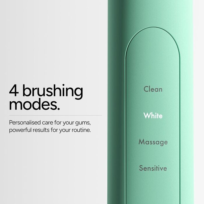 Електрична зубна щітка Ordo Sonic Advanced Smart Tech: 4 режими чищення, акумулятор, силіконовий полірувальник, USB-зарядка, м'ятний колір