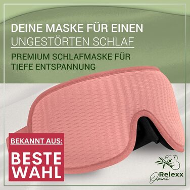 Сонна маска для жінок – дихаюча маска для сну – зручна та м'яка – блокує світло – для подорожей – 3D-поглиблення для очей – з memory foam (рожева)