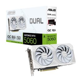 Ігрова відеокарта ASUS TUF Gaming GeForce RTX 5060 OC Edition 8GB GDDR7, біла, PCIe 5.0, DLSS 4