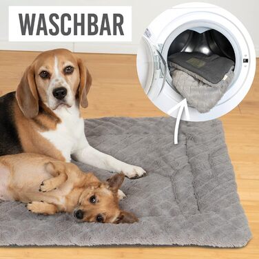 KaraLuna Dog Mat 80 x 55 cm for home & on the go | Washable | 3 sizes available | Dog blanket, dog cushion, padded dog blanket, fluffy (Large, Brown)