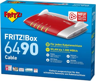 Роутер AVM FRITZ!Box 6490 Cable WLAN AC + N (DOCSIS 3.0, VoIP, DECT) - Відновлений