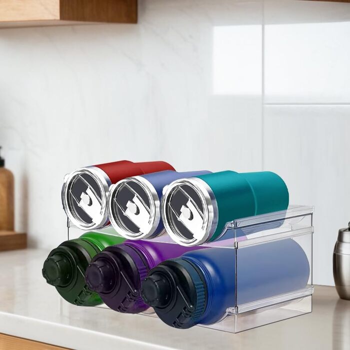 4-Piece Stackable Bottle Rack, Plastic Bottle Holder for Refrigerator, Cabinet, Kitchen Organizer Storage & Organization, Wine Bottle Storage for Kitchen Cabinet (6-Bottle)