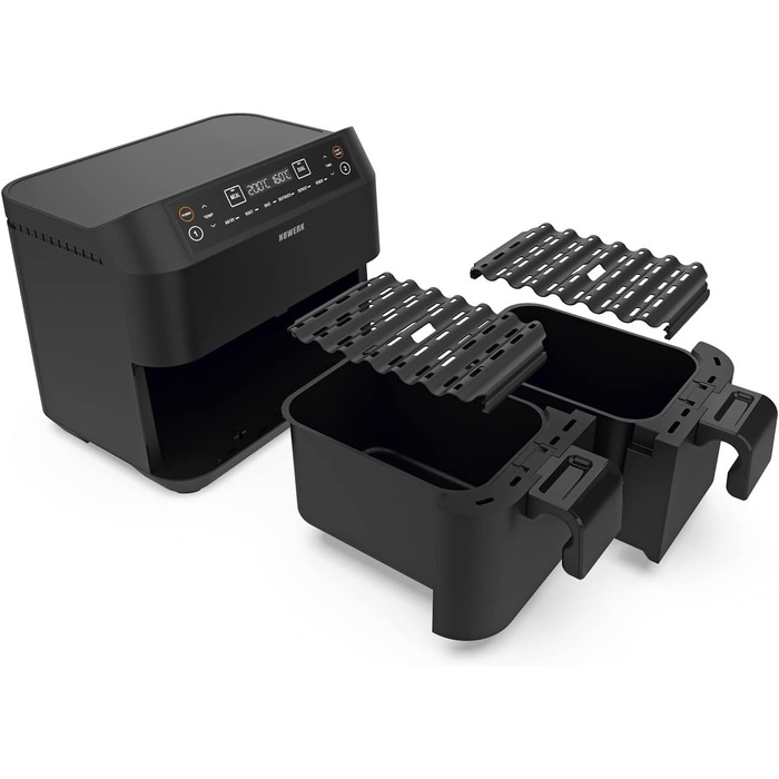 Фритюрниця-конвекційна піч Heißluftfritteuse Midnight Edition 7.6 л, 1800 Вт, 7 програм, чорний | Без олії, цифровий дисплей