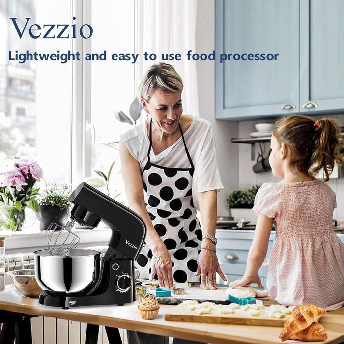Міксер тістовий Vezzio Knetmaschine 1500W, 4.5л, 10 швидкостей, зелений/чорний