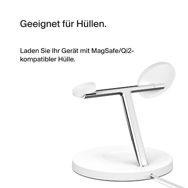 Belkin BoostCharge Pro 3-в-1 MagSafe Бездротове зарядне пристрої для iPhone 13, Apple Watch та AirPods (15W, білий, сумісний з MagSafe/Qi2)